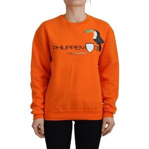 Philippe Model Orange Printed Long Sleeves Pullover Women's Sweater
